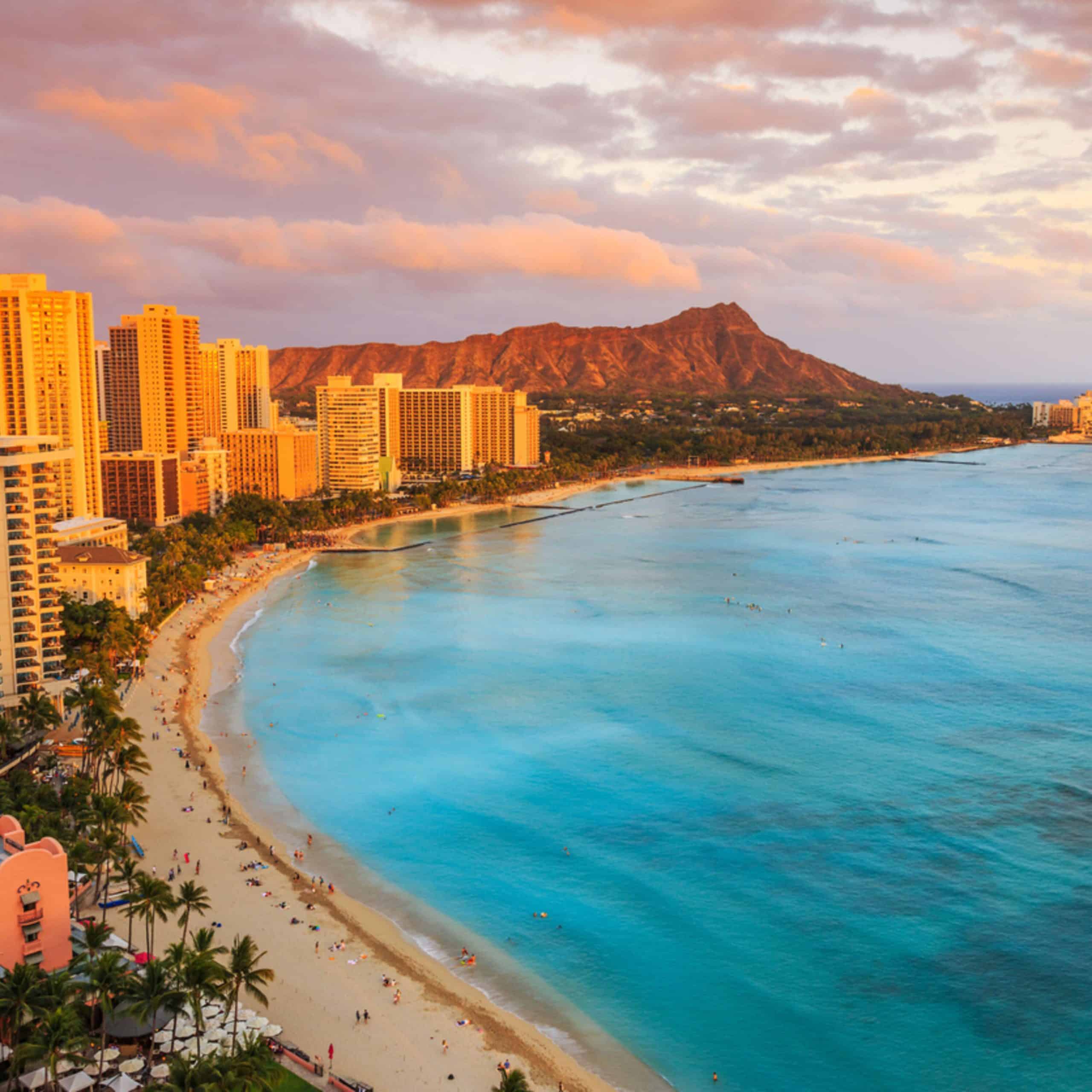 Honolulu, hawaii at sunset.