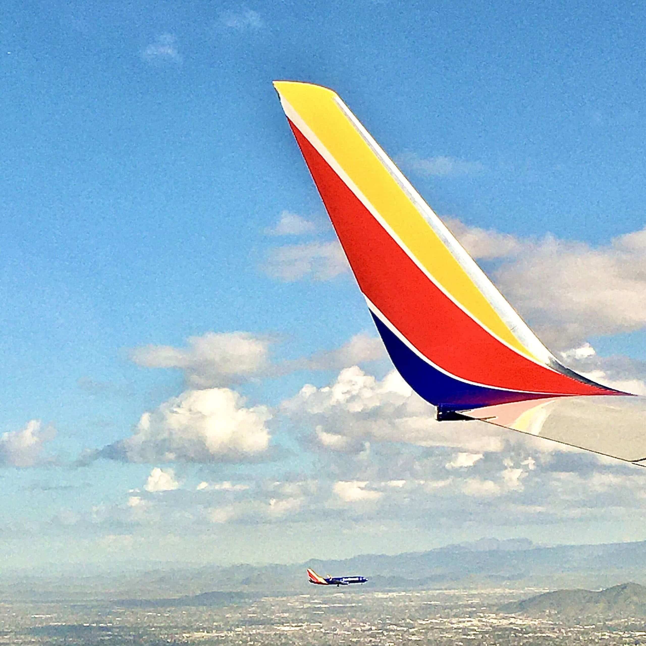 The wing of an airplane.