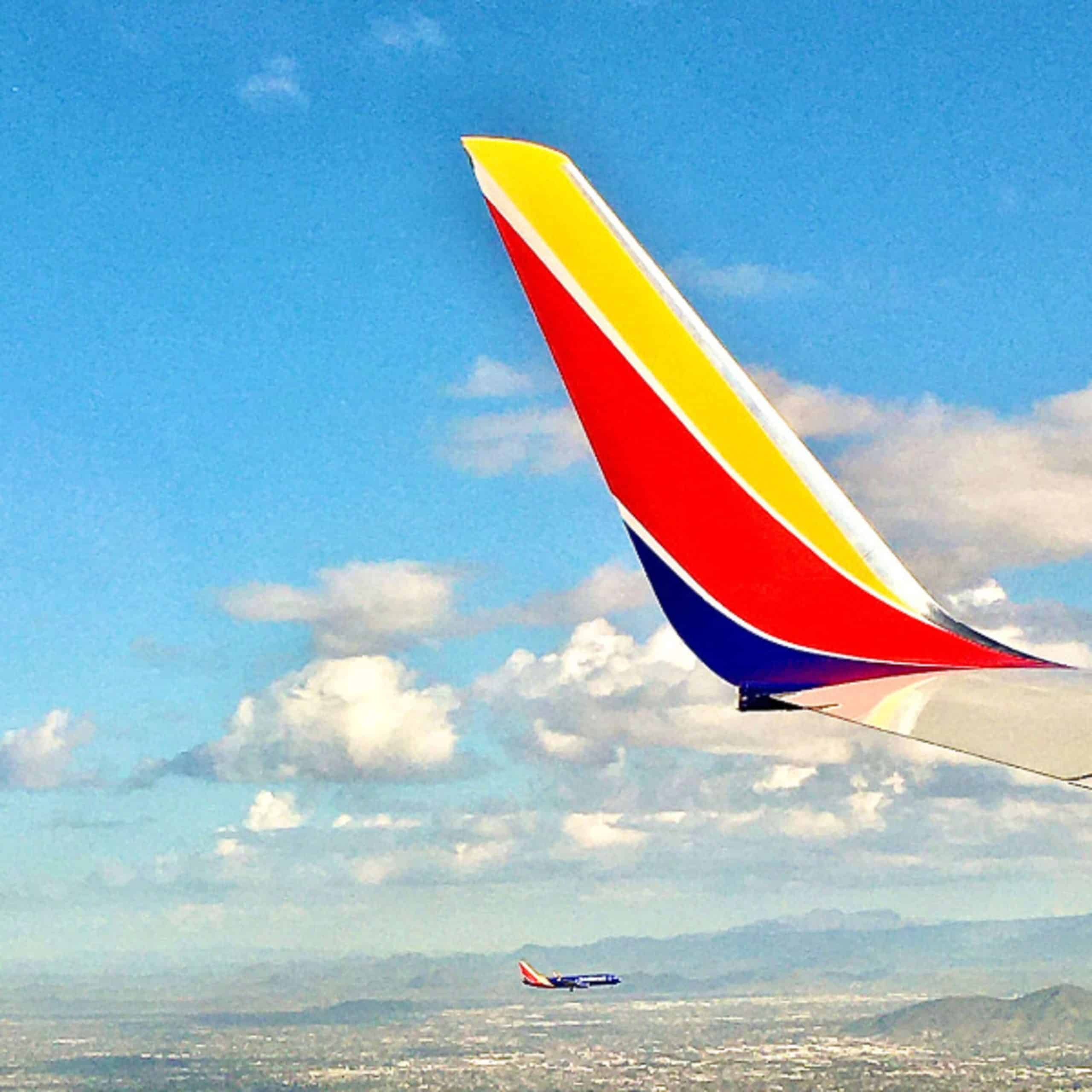 The wing of an airplane.