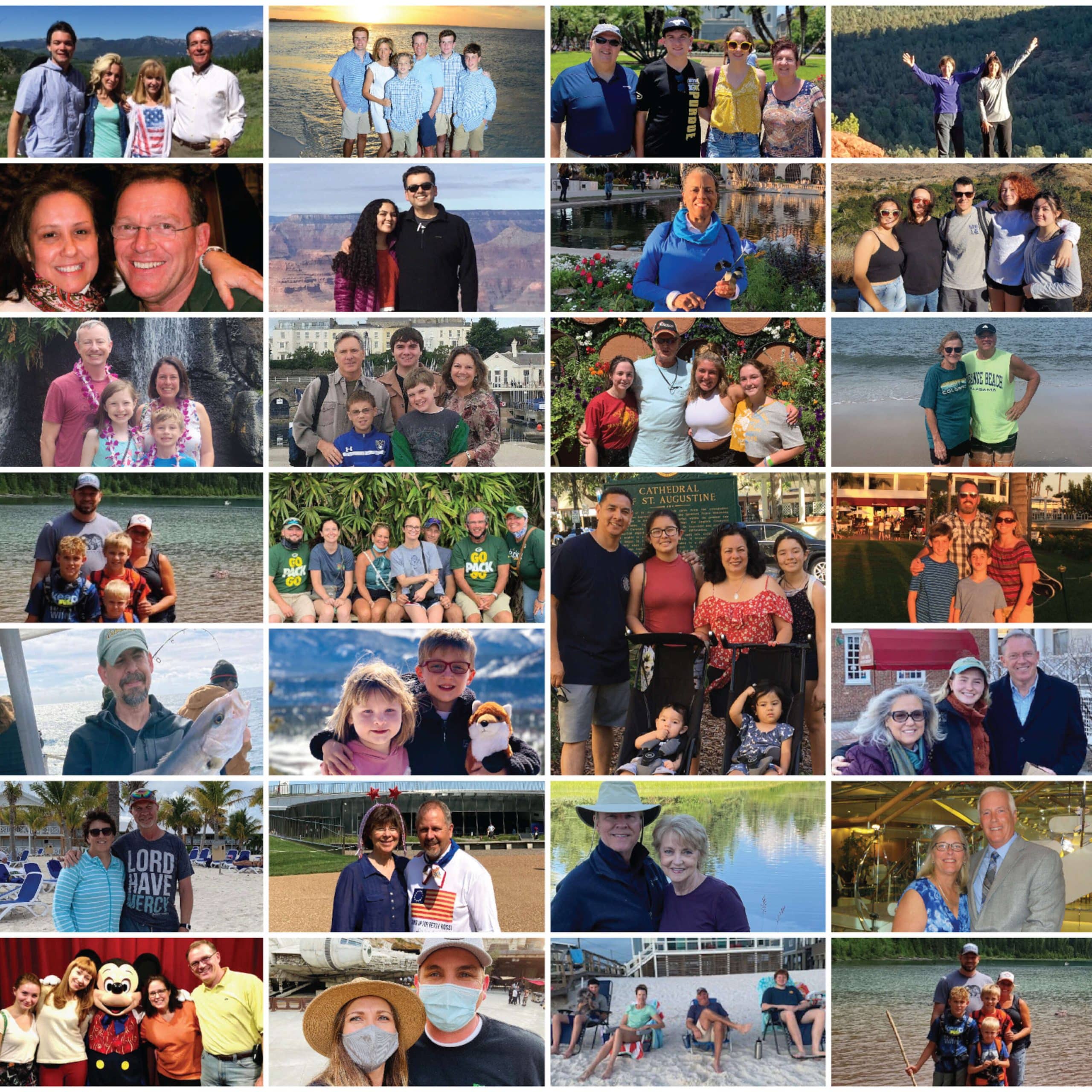 A collage of pictures of people and their families.