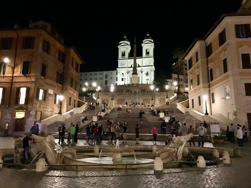 Rome's Spanish Steps at night