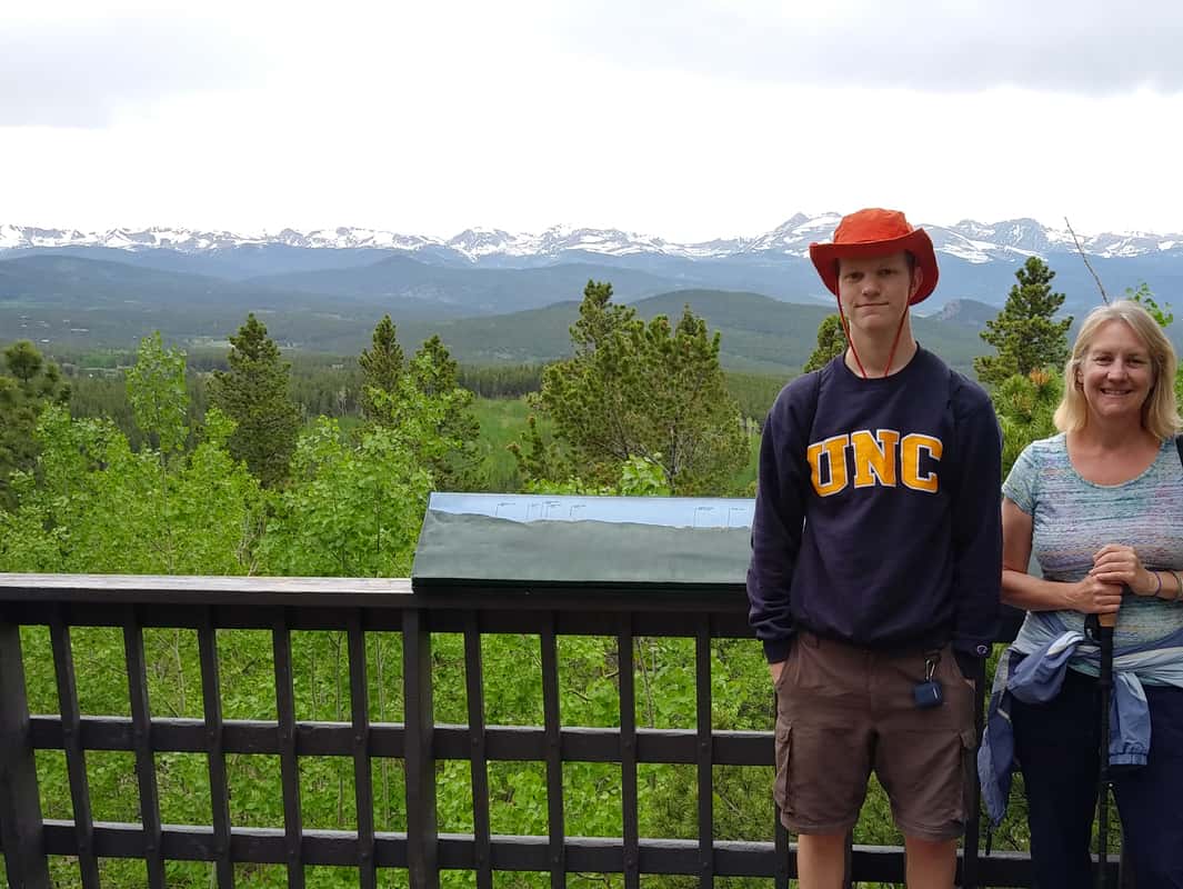 Nancy and son hiking RV rental Colorado