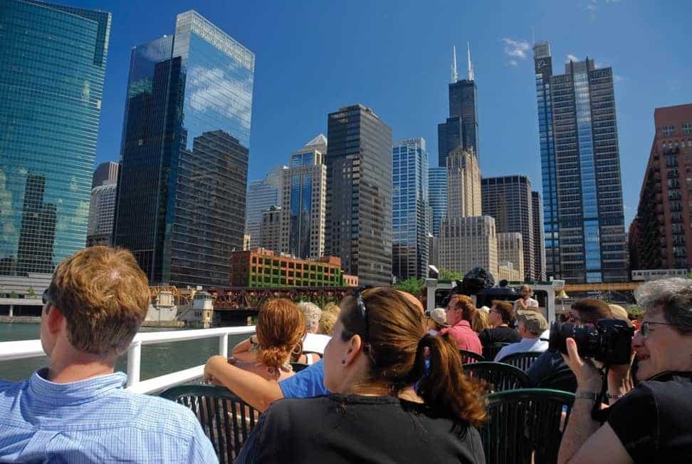 Passengers enjoying Chicago Architecture Boat Tour