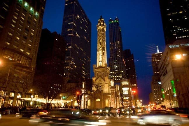 View of Chicago Magnificent Mile at night