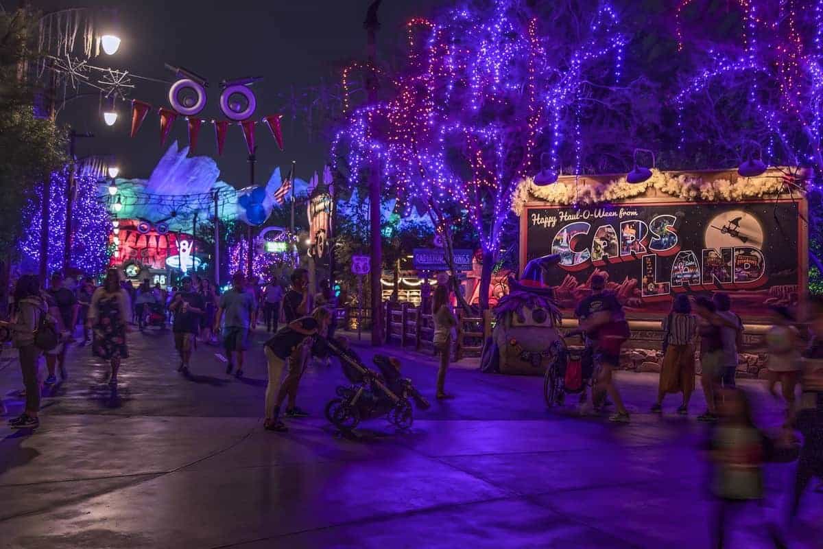 Cars Land Haul-o-Ween at night