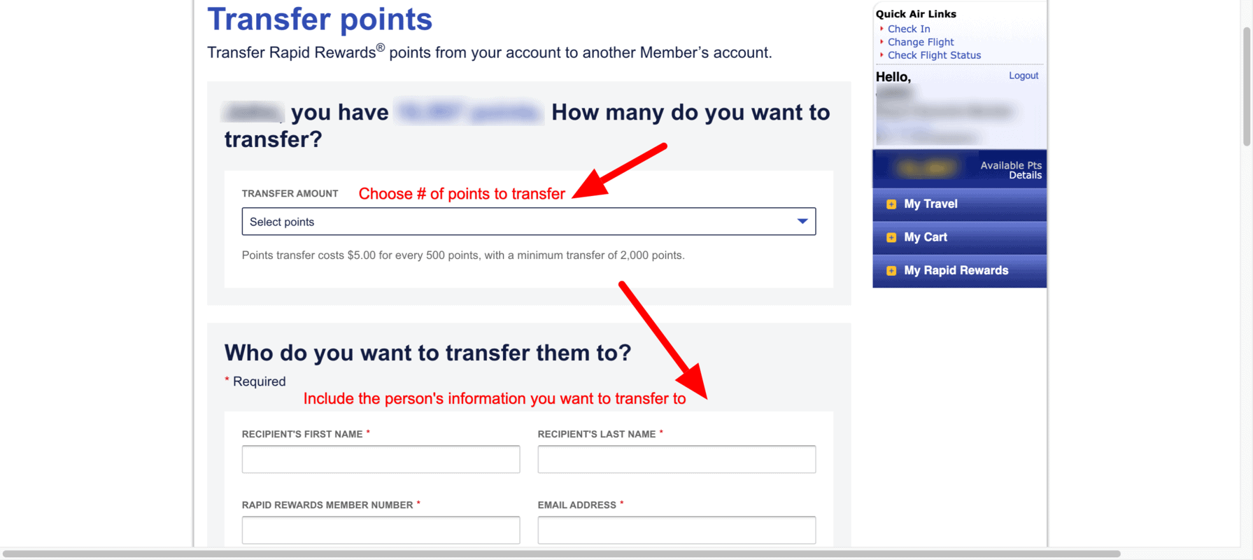 Choose number of points