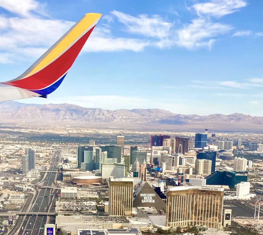 Southwest airplane over Las Vegas