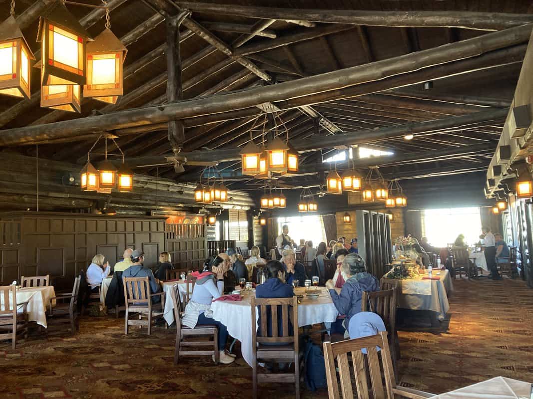 View of people dining inside El Tovar dining room