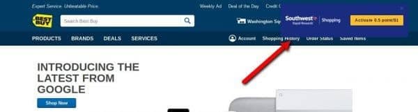 A screen shot of a web page with a red arrow pointing to it.