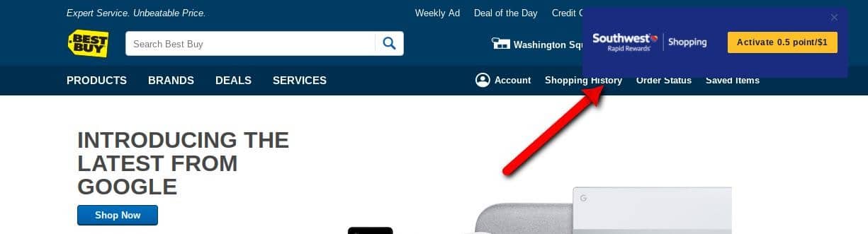 Rapid Rewards Shopping Button Best Buy