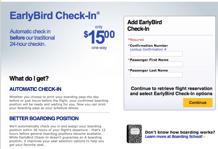 Southwest Early Bird Check-in