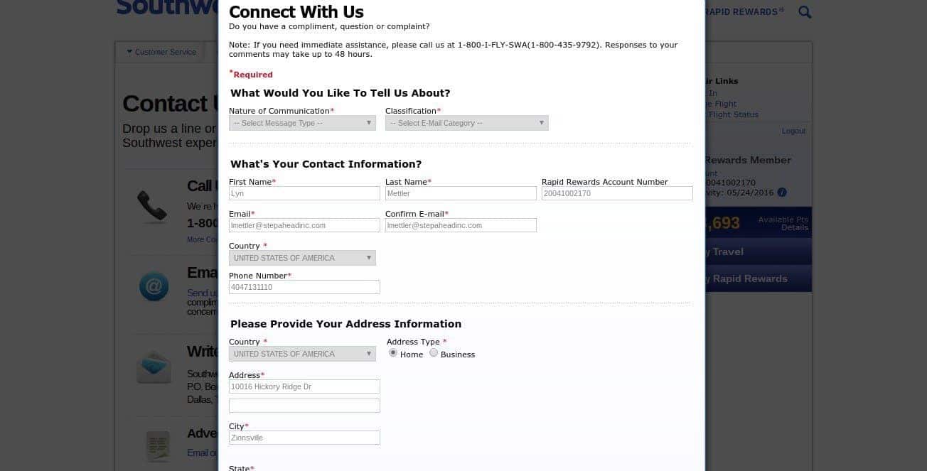 How to contact Southwest Airlines