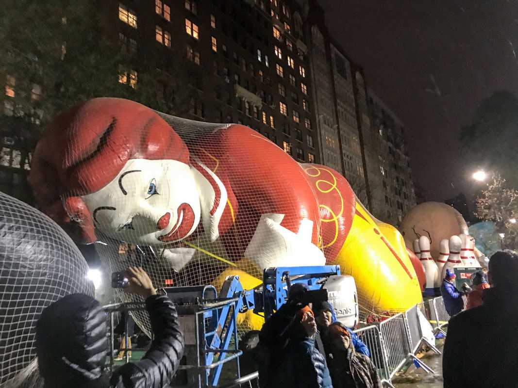 Macy's Thanksgiving Day Parade balloons blowing up