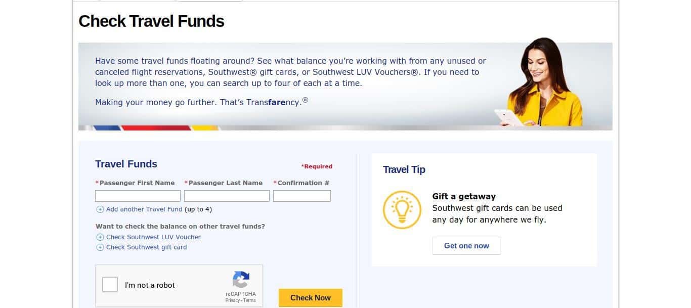 Check Travel Funds Southwest