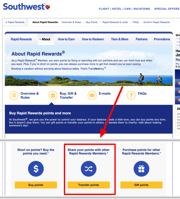 Transfer Southwest Points