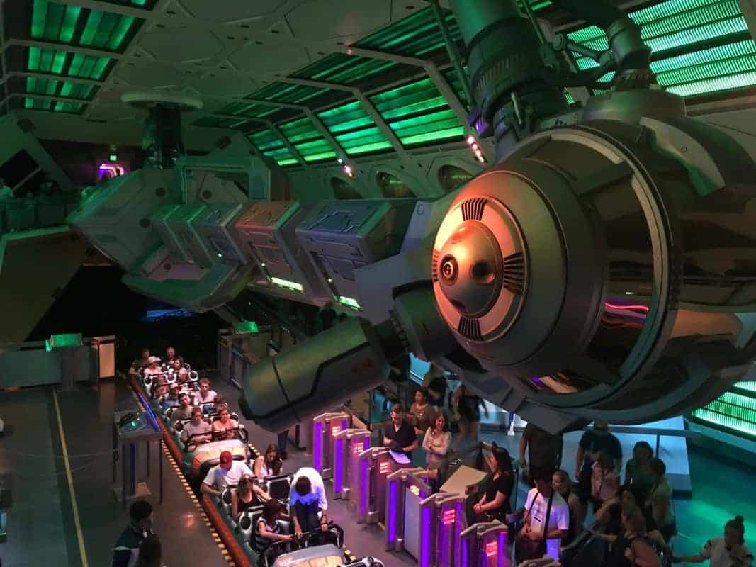 Space Mountain Ghost Galaxy - people boarding the ride