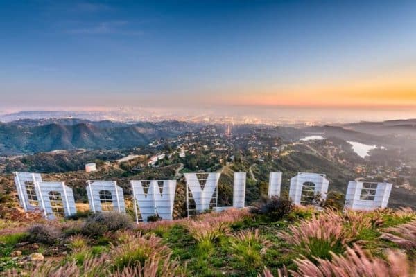 Hollywood sign at sunset, a perfect activity for couples in Southern California.