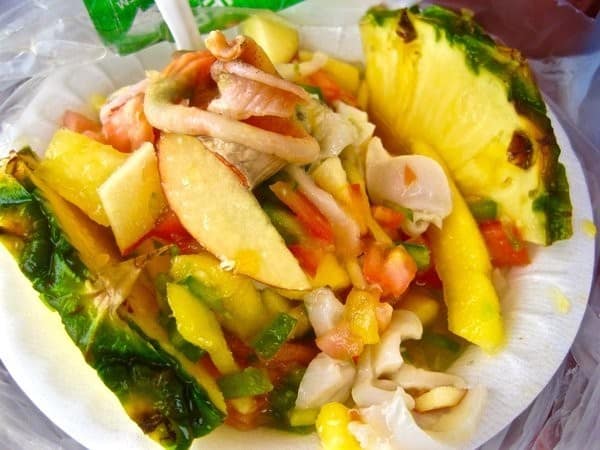 Freshly made Conch Salad in Nassau Bahamas