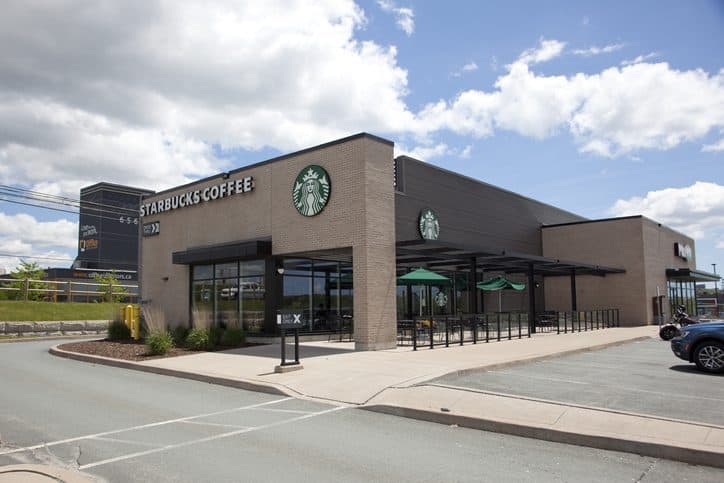 Starbucks parking lot building