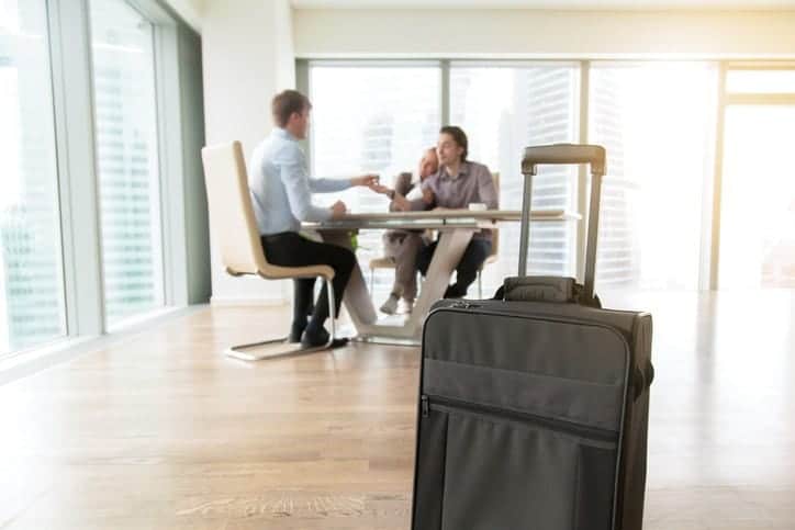 suitcase in meeting