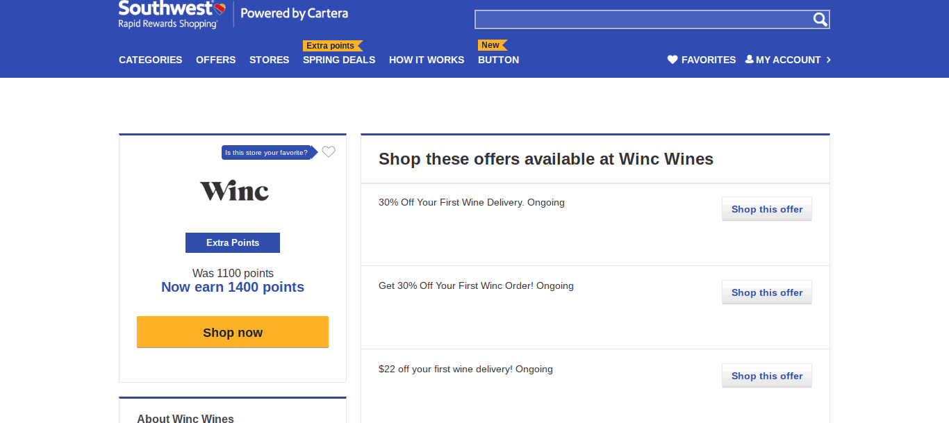 Winc Wines Rapid Rewards Shopping