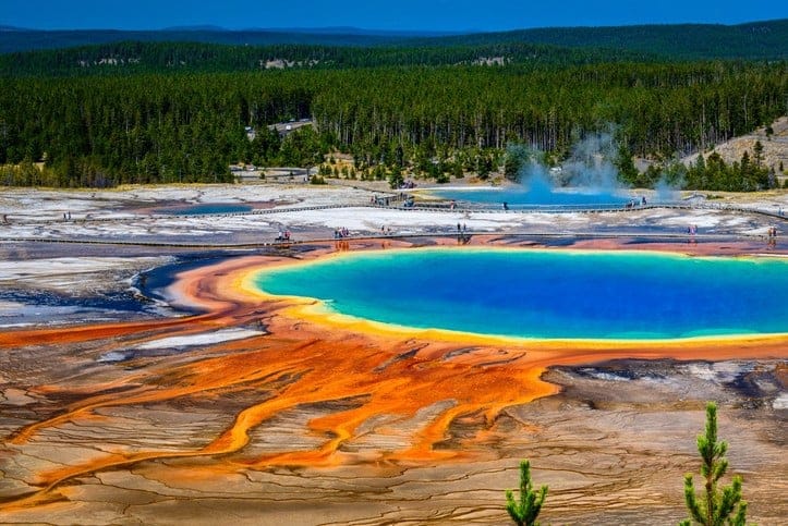 Colorful Grand Prismatic Spring at Yellowstone National Park