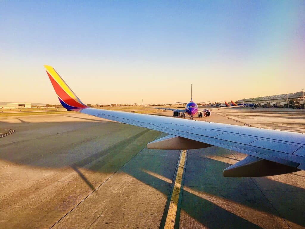 2 Southwest planes on the runway